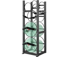 Dujų balionų stovas. 2x13.6kg + 3 mažiems balionams. 32.5x33x92.8 cm. plieno