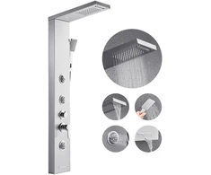 Dušo panelė-bokštas su lietaus galvute 1345 mm nerūdijančio plieno kolona 3 masažo purkštukai