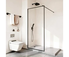 Dušo sienelė su pilnu rėmu 864x187 cm walk-in tipo 8 mm grūdintas stiklas juoda