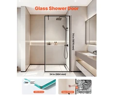 Dušo sienelė su pilnu rėmu 864x187 cm walk-in tipo 8 mm grūdintas stiklas juoda