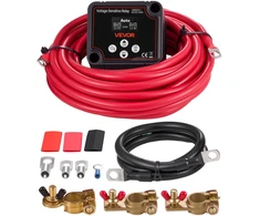 Dvigubos baterijos izoliatoriaus komplektas 12 V 140 A. VSR relė. LCD ekranas