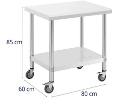 Dvipakopis nerūdijančio plieno stalas su ratukais 60 x 80 cm iki 135 kg