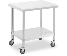 Dvipakopis nerūdijančio plieno stalas su ratukais 60 x 80 cm iki 135 kg
