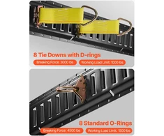 E-Track tvirtinimo bėgelių komplektas. 30 vnt.. iki 454 kg. ilgis 5 pėdų. plieniniai bėgeliai su dirželiais