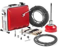 Elektrinė kanalizacijos vamzdžių valymo mašina, 390 W, 1400 aps/min, 6 antgaliai 50-110 mm