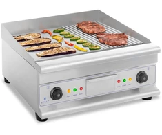 Elektrinė šašlykinė Kepsninė dviguba lygi grioveliais grioveliais su riebalų stalčiumi 230 V 2x 3200 W