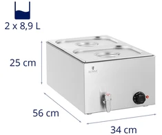 Elektrinis bemaras su kranu 2 x GN 1/2 600 W nerūdijantis plienas