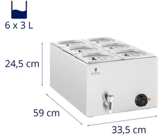 Elektrinis maisto šildytuvas su 6 GN 1/6 talpomis, 600 W