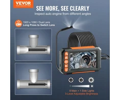 Endoskopo kamera Luce boroskopas a dvigubu lęšiu con kabeliu 5 m Scheda 32 GB ekranu 109 mm 1080P Luci LED Zoom 4X Telecamera a Serpente Impermeabile IP67 Idraulica Telecamera Ispezione