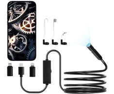 Endoskopo kamera su apšvietimu Apžiūros kamera con 8 LED apšvietimu con kabeliu Semirigido da 3 m boroskopas HD 1920P con Zoom 2X Impermeabile IP67 per Auto kabeliu Idraulico