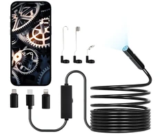 Endoskopo kamera su apšvietimu Apžiūros kamera con 8 LED apšvietimu con kabeliu Semirigido da 5 m boroskopas HD 1920P con Zoom 2X Impermeabile IP67 per Auto kabeliu Idraulico