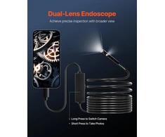 Endoskopo kamera su apšvietimu Apžiūros kamera HD 1920P con 8 + 1 Luce LED boroskopas a dvigubu lęšiu con Zoom 2X kabeliu Serpente da 5 m Impermeabile IP67 per Auto