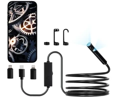 Endoskopo kamera su apšvietimu Apžiūros kamera HD 1920P con 8 + 1 Luci LED boroskopas a dvigubu lęšiu con Zoom 2X kabeliu Serpente da 3 m Impermeabile IP67 per Auto