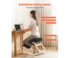 Ergonominė klūpėjimo kėdė su putų pagalvėle. medinis rėmas. apkrova iki 120 kg. nugarai ir kaklui. juoda