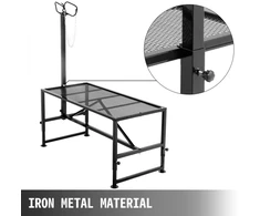 Galvijų ir ožkų kirpimo stovas su tiesiu galvos laikikliu 130x58 cm metalinis rėmas juodas