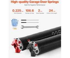 Garažo vartų sukimo spyruoklių pora Φ5.72xΦ50.8x610 mm. 16000 ciklų. juodos dangos. su įrankiais