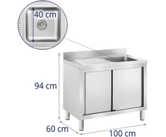 Gastronominis plautuvas su spintele 400 x 400 x 240 mm