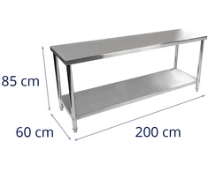 Gastronominis plieno darbo stalas su lentyna 200x60cm