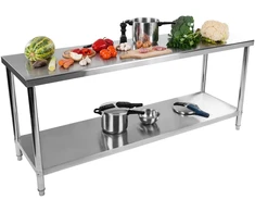 Gastronominis plieno darbo stalas su lentyna 200x60cm