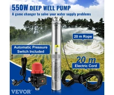 Giliavandenis siurblys su slėgio jungikliu 550W 50 l/min 89 m kėlimo aukštis 20 m laidas skersmuo 82 mm