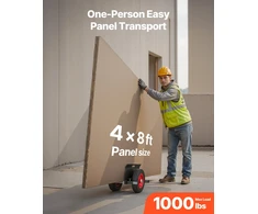Gipso kartono plokščių vežimėlis. keliamoji galia 453.6kg. su 25 cm pasukamais ratukais. juodas