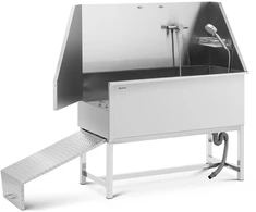 Groomingo vonia su rampa gyvūnams 122 x 56 x 142 cm sidabro spalva