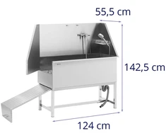 Groomingo vonia su rampa gyvūnams 122 x 56 x 142 cm sidabro spalva