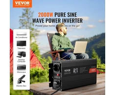 Grynos sinusinės bangos keitiklis 2000W 12V į 230V su LCD ekranu ir pulteliu