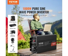 Grynosios sinusoidės invertorius 1000 W 12 V DC į 230 V AC su nuotoliniu valdymu