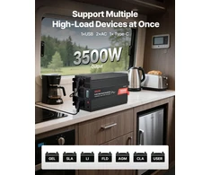 Grynosios sinusoidės invertorius 3500 W 12 V DC į 230 V AC su LCD ekranu