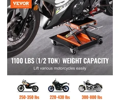 Hidraulinis žirklinis motociklo keltuvas. krovinys iki 500 kg. aukštis 12-39 cm