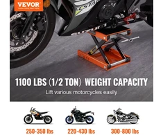 Hidraulinis žirklinis motociklo keltuvas. krovinys iki 500 kg. aukštis 9.5-35 cm