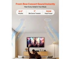 Namų kino sistema Įmontuojamų Bluetooth garsiakalbių komplektas 4 vnt.. 165.1 mm. 150 W