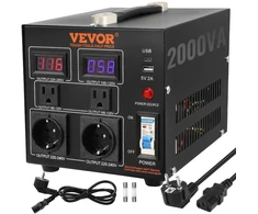 Įtampos keitiklis 110V-220V. 2000VA. 4 lizdai. USB 5V