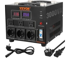 Įtampos keitiklis 110V-220V. 3000VA. 6 lizdai. USB 5V