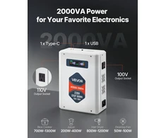 Įtampos keitiklis-transformatorius 2000 VA. 220 V į 110 V. su USB išvestimi