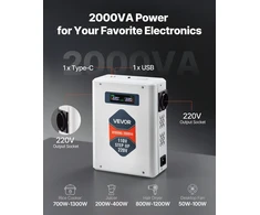 Įtampos keitiklis-transformatorius 2000 VA. 110 V į 220 V. su USB išvestimi
