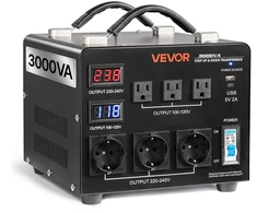 Įtampos transformatorius 220V/110V. 3000 VA. su LCD ekranu
