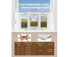 Kačių durelės langui. plotis 686-813 mm. aliuminio rėmas su stiklu. baltos