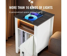 Kaimiško stiliaus svetainės staliukai. 2 vnt.. su spintele. USB lizdais ir LED apšvietimu. balta