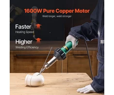 Karšto oro suvirinimo pistoletas plastikui. 1600 W. 50–600°C. su 11 priedų