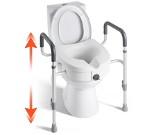 Keliamoji WC sėdynė su porankiais. aliuminio rėmas. apkrova iki 159 kg. pakėlimas 127 mm