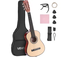 Klasikinė gitara 780 mm. medinė. pradedantiesiems. su dėklu. diržu. derintuvu. natūrali