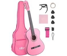 Klasikinė gitara 960 mm. medinė. pradedantiesiems. nailoninės stygos. rožinė