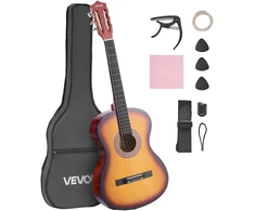Klasikinė gitara 960 mm. medinė. pradedantiesiems. su dėklu. diržu. derintuvu. sunburst