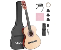 Klasikinė gitara 960 mm. medinė. pradedantiesiems. su dėklu. diržu. derintuvu. natūrali