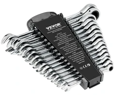 Kombinuotų raktų komplektas su spragtuku 16 vnt. Cr-V plienas metrinės 8-24 mm