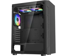 Kompaktiškas kompiuterio korpusas su 3 ARGB ventiliatoriais 120 mm ir grūdinto stiklo panelėmis