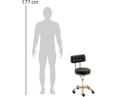 Kosmetinė kėdė iki 150 kg juodos/aukso spalvos