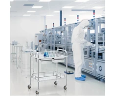 Kosmetinis laboratorinis vežimėlis iš nerūdijančio plieno su 2 stalčiais ir 2 lentynomis